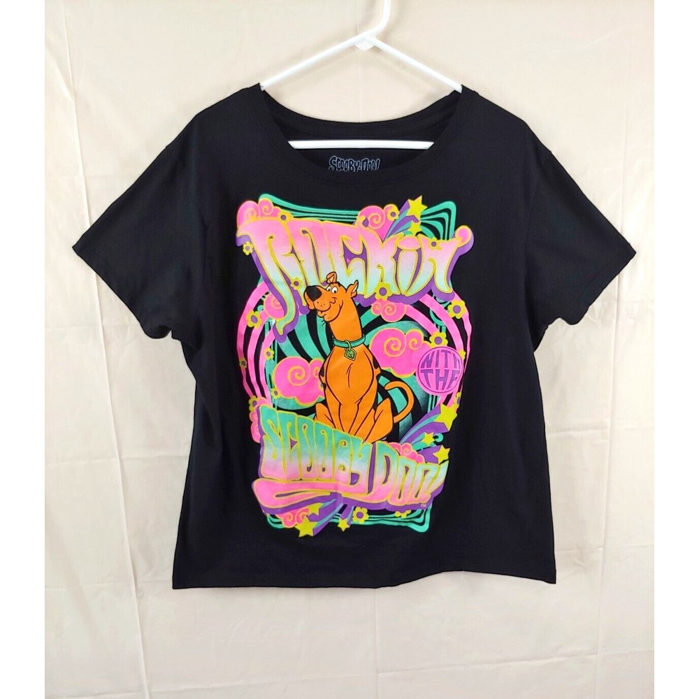 Scooby Doo Official T Shirt XXL Black Pink Psychedelic Short Sleeve Cotton Blend